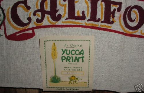 Yucca print tag on vintage linen Yucca print tag on vintage linen